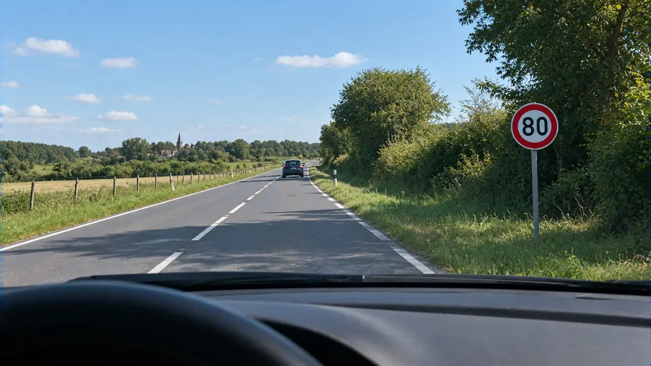 Situation de la question : Sur cette route à double sens, ma vitesse maximale est de