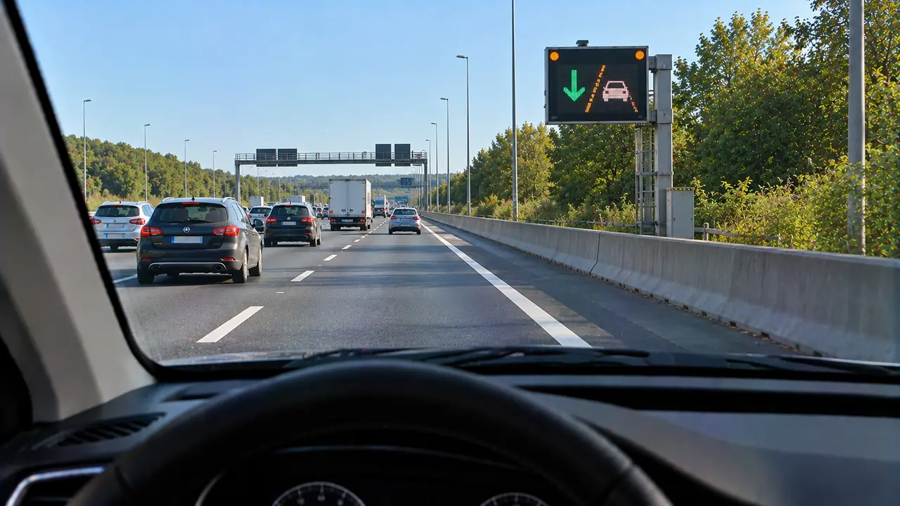 Situation de la question : Le panneau lumineux autorise à rouler sur la bande d’arrêt d’urgence
