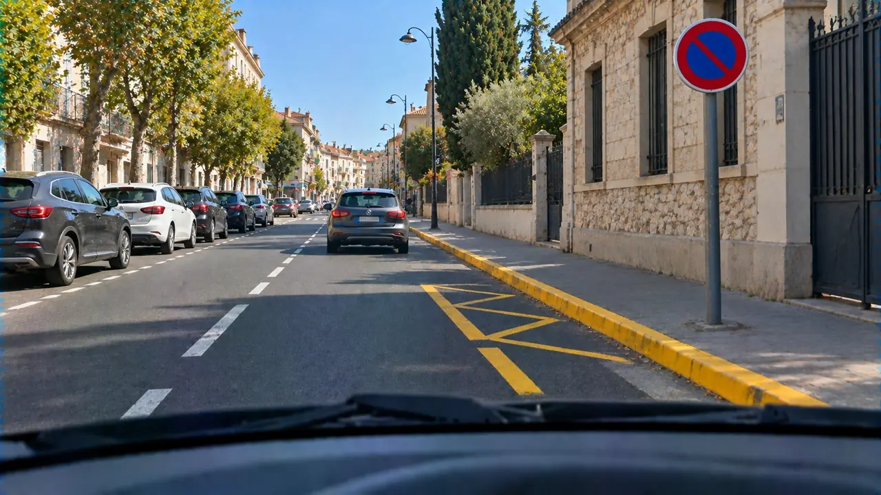 Situation de la question : Bordure jaune continue : je peux m’arrêter
