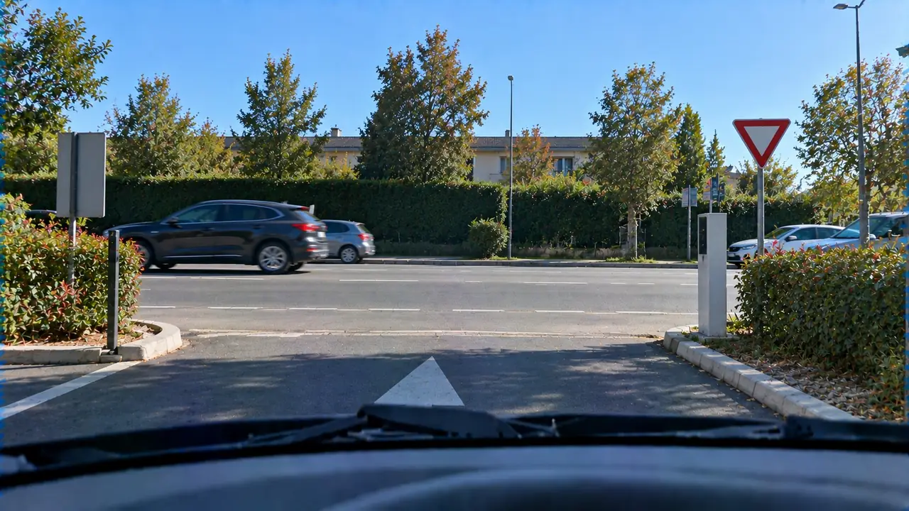 Situation de la question : En sortant de ce parking, je cède le passage